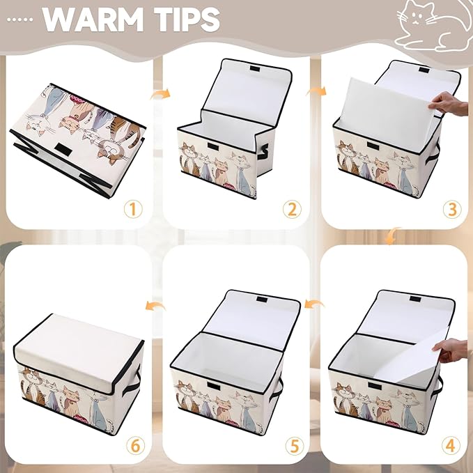 Stackable Storage Bins with Lids,Closet Organizers Fabric Box for Home and Office,Blanket Clothes Organizers,Under Bed Storage Containers 3 Pack