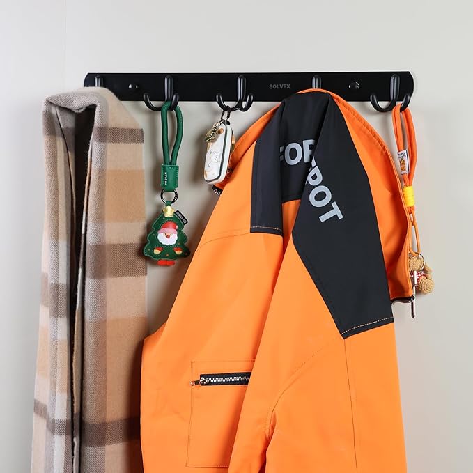 SOLVEX Coat Rack Wall Mount,2 Pack Coat Hooks Wall Mount, Hat Rack Key Holder Bag Hanger for Wall,Wall Hooks for Hanging,Purse Hanger Towel Hooks for Bathroom SP-60303-N