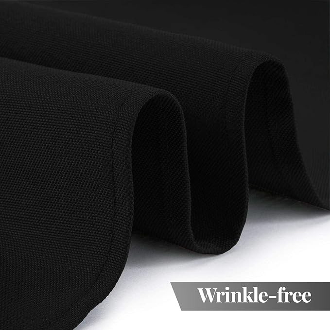 White Classic WEALUXE Black Table Cloths for 6 Foot Folding Tables [2 Pack, 60x102 Inches] Tablecloths Rectangular, Washable Linen Fabric Cloth