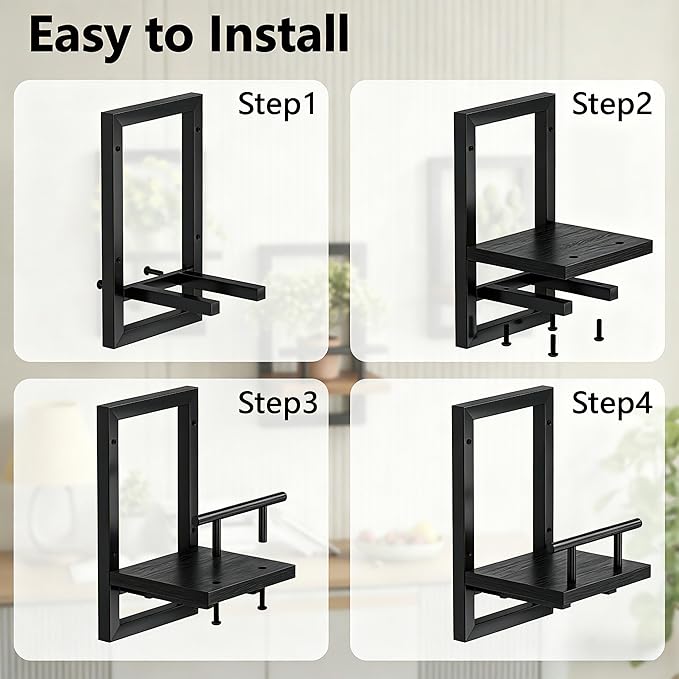 Sbosbo Floating Shelves for Wall, Plant Shelf Indoor, Wall Planters for Indoor Floating Plant Shelves for Bedroom, Living Room, Kitchen, Office, Bathroom Decor (Black, 3 Pack)