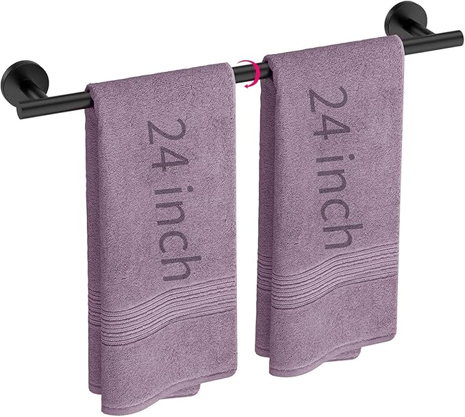 Brushed Nickel Towel Bar 24 Inch, 304 Stainless Steel Bathroom Towel Holder, Towel Racks for Bathroom Wall Mounted, Modern Bathroom Accessories for Home Bathrooms, Kitchens,Hotels & Toilets（Black）
