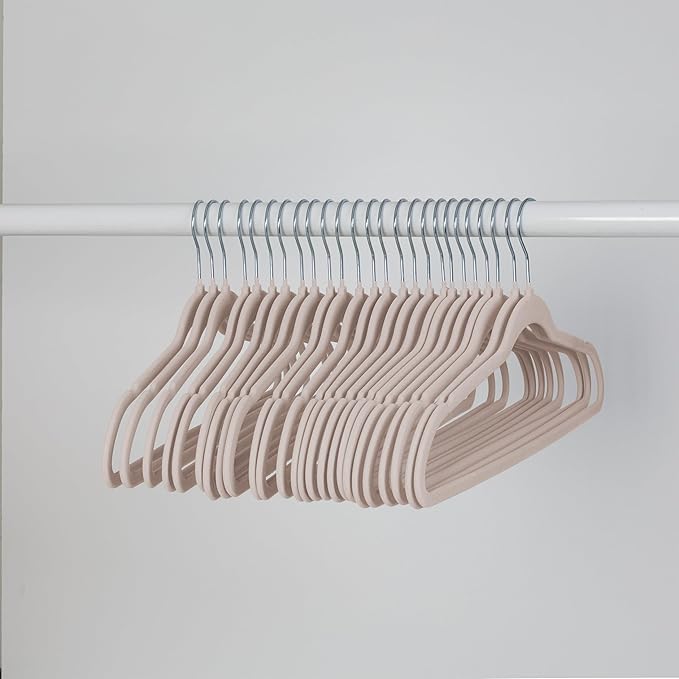 Honey-Can-Do 75-Pack Slim-Profile Non-Slip Velvet, Dusty Pink Hanger, 25