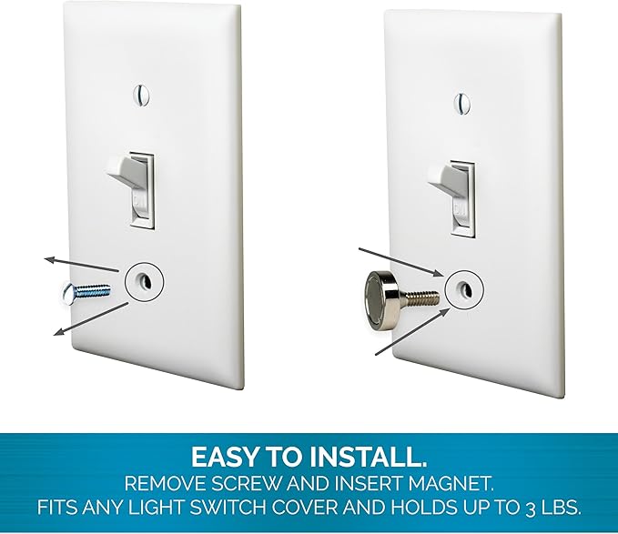 Magnetic Key Rack | Smart Design for Keychain, Rings, Keys, FOBs - Easy Install (6-pack)