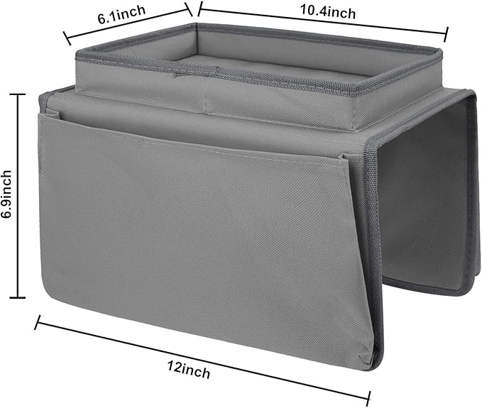 Non-Slip Armchair Caddy with Cup Holder Arm Rest Organizer TV Remote Control Holder Oxford Sofa Tray Chairs Couch Storage Arm Tidy Armrest Bag Bedside Space Saver Bag for Cellphone Magazines Glasses