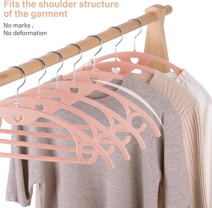 Velvet Hangers 50 Pack: Felt Clothes Hangers Heavy Duty Shirt Sweater Hangers No Shoulder Bump Non Slip Slim Thin Coat Hangers for Closet - Pink
