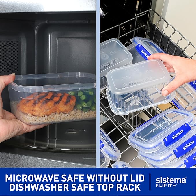 Sistema KLIP IT Rectangular Collection Food Storage Container, 101 oz./3 L, Clear/Blue