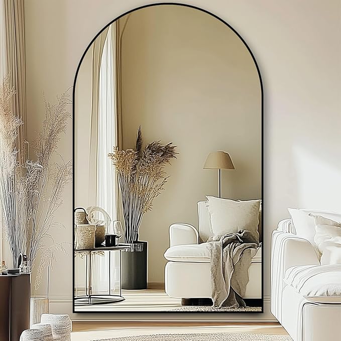 Oversized Full Length Mirror 72x44 Inch - Wall Mounted or Standing Floor Mirror with Aluminum Alloy Frame, Shatterproof Tempered Glass - Modern Mirror for Bedroom, Living Room, Closet, Black