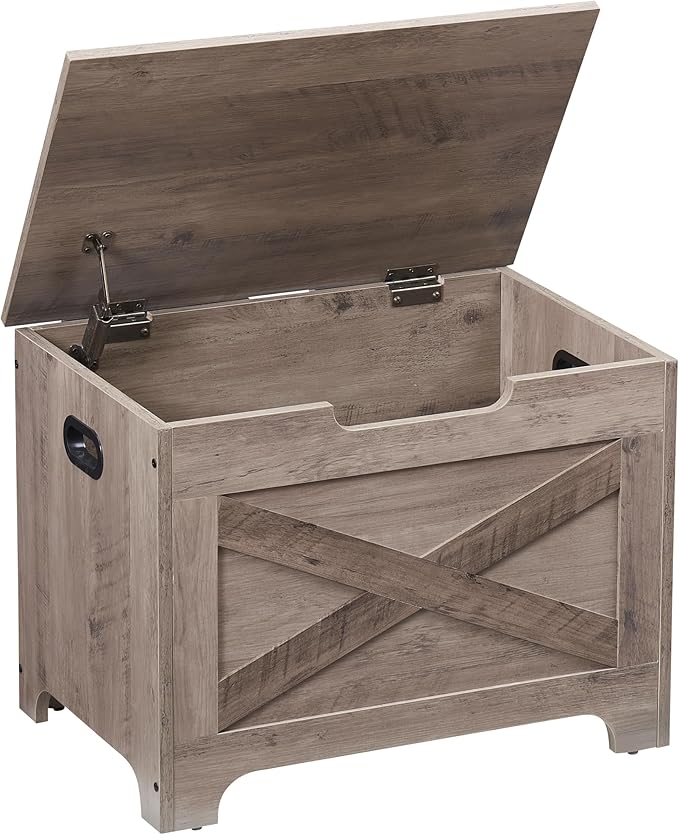 GarveeHome 23.6 in Storage Chest, Wooden Storage Bench with Safety Hinge, Easy Assembly, Large Shoe Bench for Entryway, Living Room, Bedroom