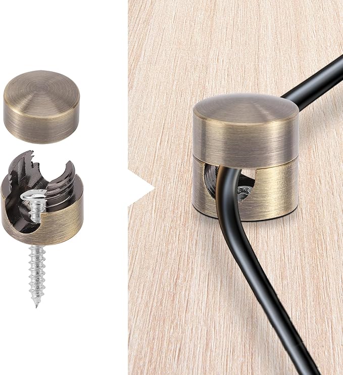 3pcs Cable Anchors for Desk, Phone Charger Cord Holders Metal Adhesive Cable Management Clips Aluminum Wire Organizer for Office Home Desktop Wall Nightstand (Bronze)