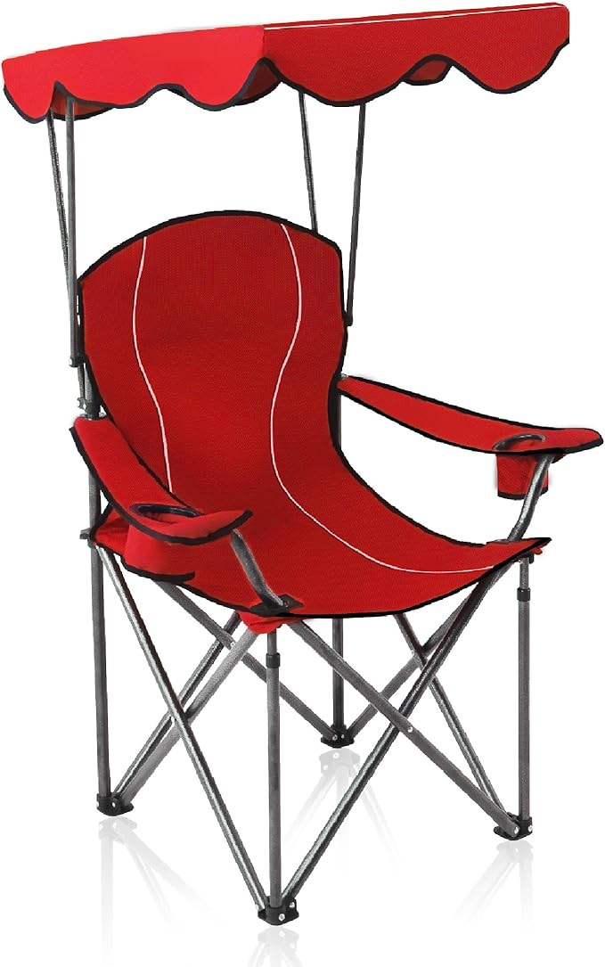 ALPHA CAMP Camping Chairs 350LBS Capacity, Heavy Duty Folding Chair with 4-Can Cooler Bag, Portable Outdoor Chair with Cup Holder for Adults, Collapsible for Tailgating, Beach, Fishing