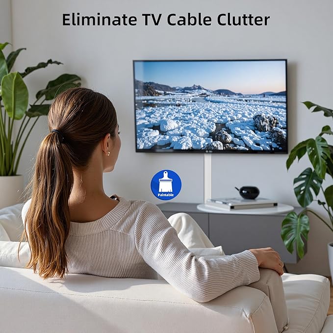 Delamu Large 236in Cord Hider for 3-4 Cords, Cord Covers for Wires on Wall, Easier Install Wire Covers for Cords on Wall, Cable Wire Hider, Cable Cover Management Raceway, W1.18 H0.63in, White