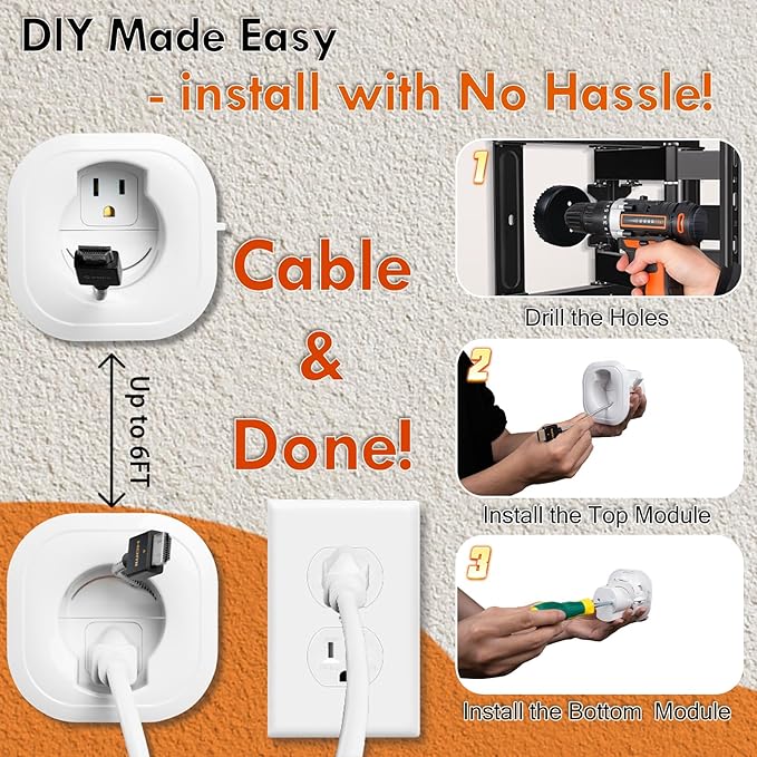 in-Wall TV Cable Management Kit - Wall Cord Hider for Mounted TV, Wide Pass-Through, Includes Installation Tools, Hides Power & Low Voltage Wires for Home Theater Gaming