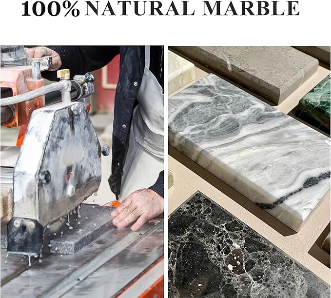 YMXYJM Real Natural Marble Tray for Bathroom, Genuine Marble Stone Vanity Tray, Luxury Storage Trays for Kitchen, Vanity, Home Decor, Dresser, Non-Resin/Non-Ceramic, 12"x 8"x 1.2", Black