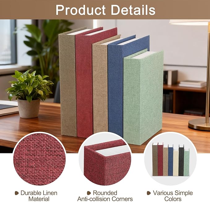 uxcell Decorative Books, 10.6 x 6.7 Linen Fake Books for Decoration Faux Decor Book for Modern Aesthetic Home Office Coffee Table Shelf Desktop Display, Wine Red