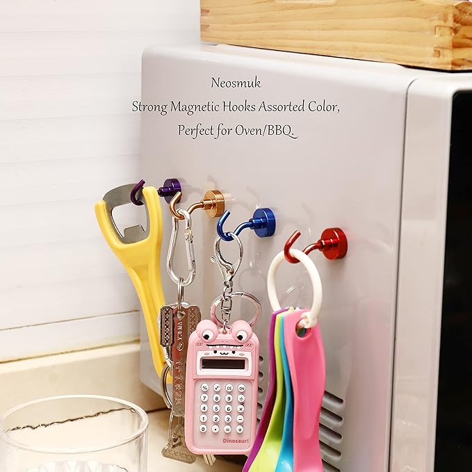 Neosmuk Magnetic Hooks, Heavy Duty 30lb+ Strong Magnet Hook for Cruise Cabins, Cruise Essentials 2026 for Hanging, Metal Wall Refrigerator Hangers (Red, 15 Pack)