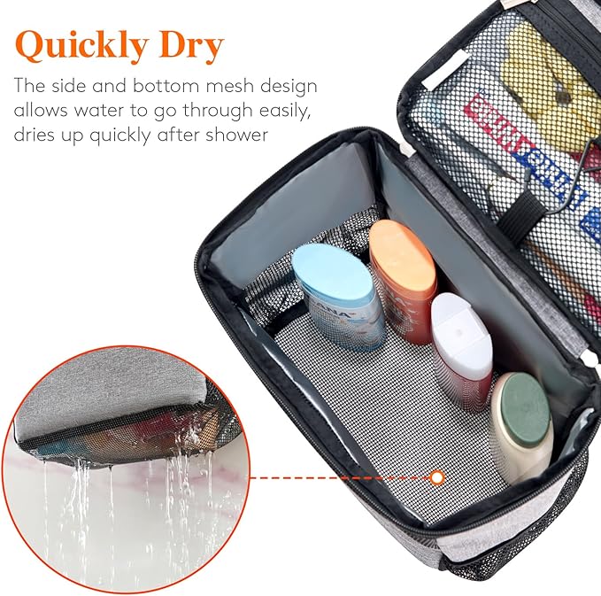 Lifewit Shower Bag Mesh Shower Caddy Portable College Dorm Room Essentials Tote Bag for Bathroom, Gym, Travel, Camping Quick Dry Hanging Shower Organizer Basket Toiletry Bag, Large, Grey