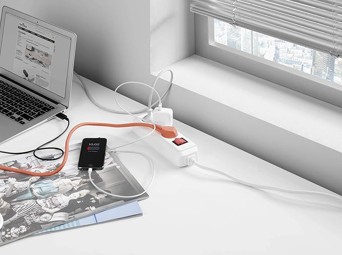 Durable Cavoline Cable Management Box S - Safely Store Power Blocks and Cables - USB Cable Outlet for Charging Devices - Made of Flame Retardant Plastic - Small Box in Gray
