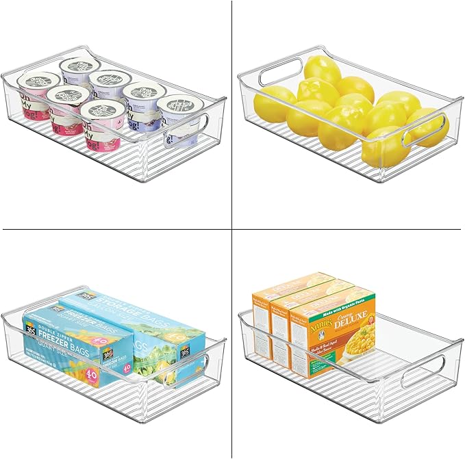 iDesign Plastic Pantry Storage Organizer Bin with Handles, Set of 2, Clear Bins