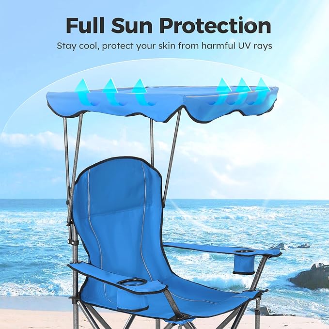 ALPHA CAMP Camping Chairs 350LBS Capacity, Heavy Duty Folding Chair with 4-Can Cooler Bag, Portable Outdoor Chair with Cup Holder for Adults, Collapsible for Tailgating, Beach, Fishing