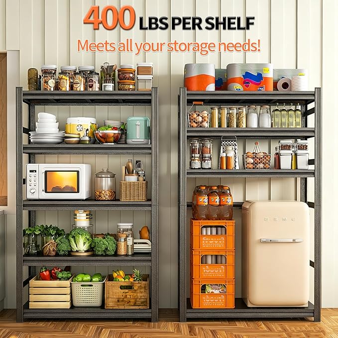 PRESTELION 4-Tier Adjustable Bakers Rack, 1600 lbs Capacity All-Steel Standing Kitchen Shelf, 23.6" L x 13.8" W x 54" H - Microwave Stand with Storage for Kitchen, Living Room, Dining Room