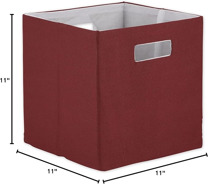 DII Collapsible Polyester Storage Cube, Solid, Lightweight and Durable, Small Square, 11x11x11, Barn Red