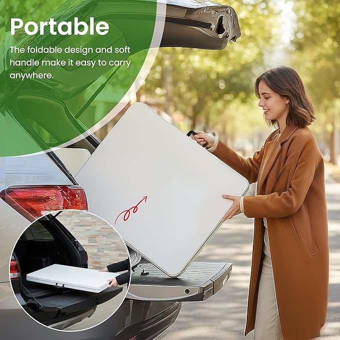 Folding Table 8FT Portable Heavy Duty Plastic Table with Carrying Handle Fold-in-Half Utility Foldable Tables for Parties Wedding Events Dining Indoor Outdoor Picnic (White)