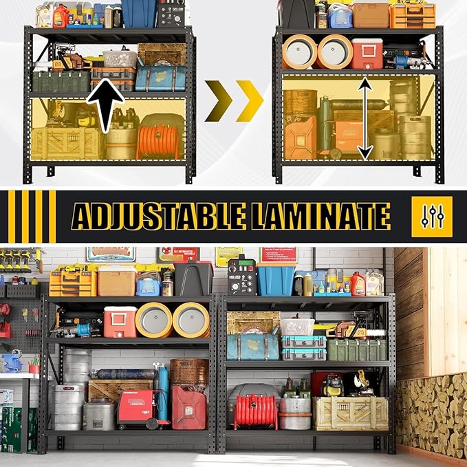 PRESTELION 67" W Garage Shelving Heavy Duty Storage Shelves 5100LBS, Adjustable 3 Tier Metal Shelving, Garage Storage Shelving and Pantry Industrial Shelf Utility Rack, 67" W×20" D×63" H, Black