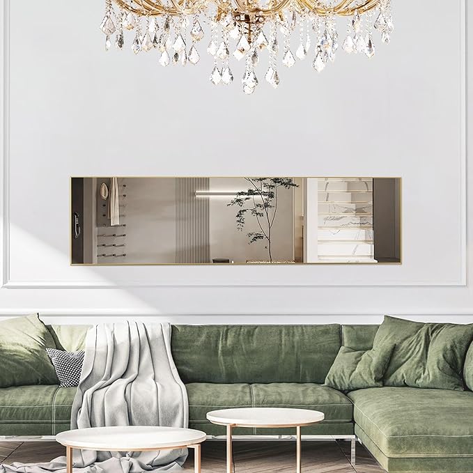 NEWBULIG 59.1"x15.7" Full Length Mirror, Full Body Floor Mirror with Aluminum Alloy Thin Frame, Wall or Standing Mirror for Bedroom, Living Room, Dressing Room, Gold