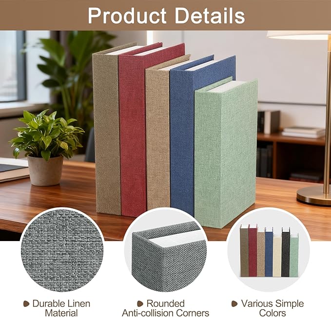 uxcell Decorative Books, 10.6 x 6.7 Linen Fake Books for Decoration Faux Decor Book for Modern Aesthetic Home Office Coffee Table Shelf Desktop Display, Dark Grey