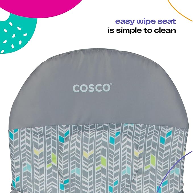 Cosco Kids Highchair for Baby, Simple Foldable High Chair, Convenient, Lightweight, and Compact Design, Elephant Squares
