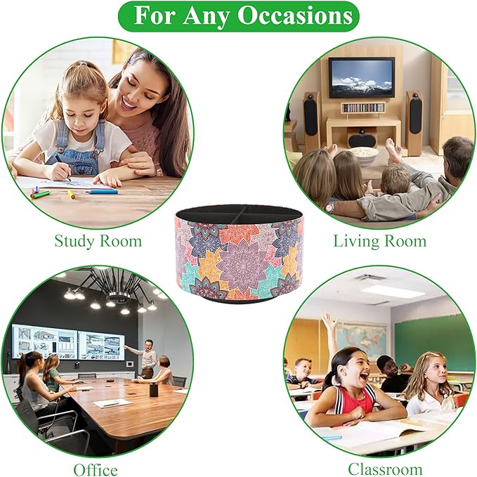 Round Leather Art Supply Organizer,Remote Control Holder,360 Degree Rotating,Multi-Functional Pencil Holder,4 Compartments Desktop Stationary Organizer(1-Colorful Flower)