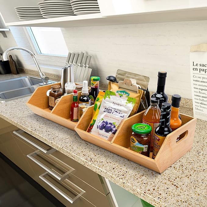 2 Set Bamboo Storage Bin, Pantry Organization and Storage Baskets, Kitchen Organization, Potato and Onion Storage Bin - Ideal for Pantry, Countertop, and Vegetable Storage