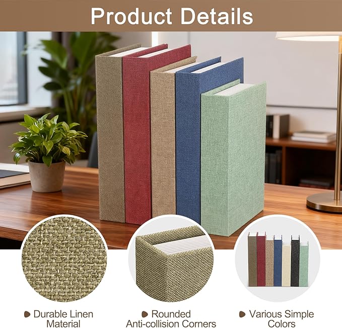 uxcell Decorative Books, 10.6 x 6.7 Linen Fake Books for Decoration Faux Decor Book for Modern Aesthetic Home Office Coffee Table Shelf Desktop Display, Light Brown