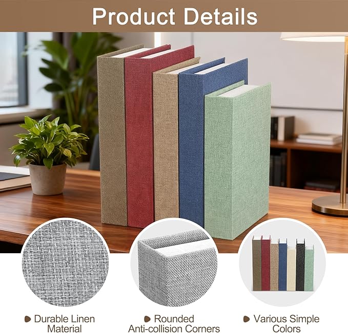 uxcell Decorative Books, 9.8 x 7.3 Linen Fake Books for Decoration Faux Decor Book for Modern Aesthetic Home Office Coffee Table Shelf Desktop Display, Light Grey