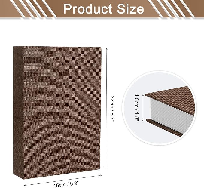 uxcell Decorative Books, 8.7 x 5.9 Linen Fake Books for Decoration Faux Decor Book for Modern Aesthetic Home Office Coffee Table Shelf Desktop Display, Dark Brown