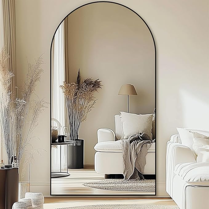 Oversized Full Length Mirror 81x41 Inch - Wall Mounted or Standing Floor Mirror with Aluminum Alloy Frame, Shatterproof Tempered Glass - Modern Mirror for Bedroom, Living Room, Closet, Black