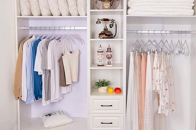 Quality Hangers Clothes Hangers 200 Pack - Non-Velvet Plastic Hangers for Clothes -Heavy Duty Coat Hanger Set -Space-Saving Closet Hangers with Chrome Swivel Hook, Non-Flocked Hangers (200, White)