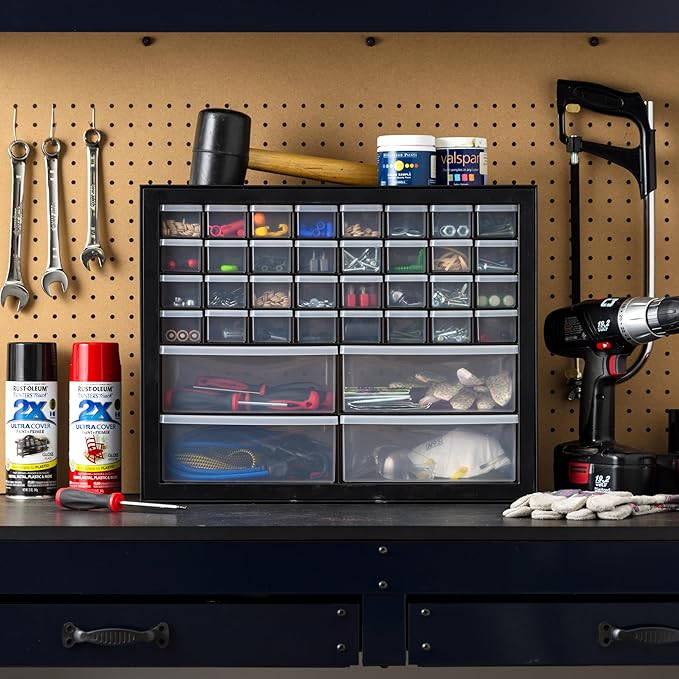 IRIS USA 36-Drawer Storage Cabinet, Made in USA, Small Parts Storage Craft Organizer, Tool Chest, Hardware, Electronics, Screws, Nuts & Bolts, Garage & Workshop Storage, Teacher Toolbox, Black