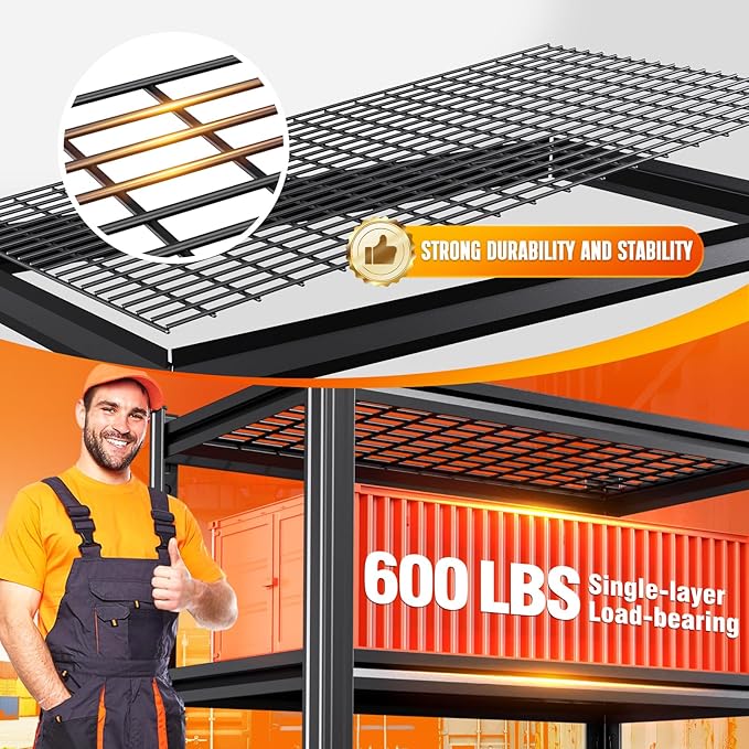 Storage Shelves,Adjustable Shelving Unit,5T Metal Garage Shelving ,Heavy Duty Garage Storage Shelves, Quick-Install Wire Shelving Unit Utility Rack Shelf for Warehouse, Pantry78’H*45.6''W*19.7’D