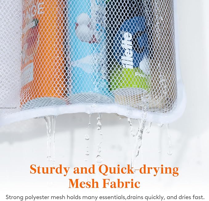 Lifewit Mesh Shower Caddy, 11 Pockets Hanging Shower Organizer with Quick Drying Mesh, Portable Space Saving Bathroom Organizer to Hold Soap, Shampoo and Cruise Ship Essentials, White, 2 Pack