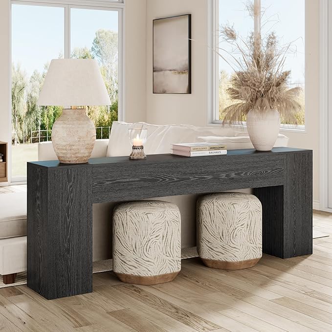 Epecoya 86 Inch Entryway Table for Living Room, Extra Long Sofa Console Table Behind Couch, Modern Wood Console Tables for Entryway, Apartment, Hallway, Black