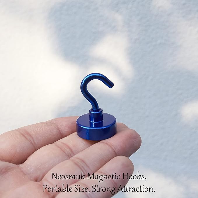 Neosmuk Magnetic Hooks, Heavy Duty 40lb+ Strong Magnet Hook for Cruise Cabins, Cruise Essentials 2026 for Hanging, Metal Wall Refrigerator Hangers (Navyblue, 10 Pack)