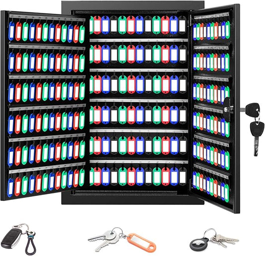 272 Keys Key Lock Box Wall Mount with 272 Numbered Hooks and 272 Colored Key Tags, Anti-Theft Key Cabinet with Key Return Drop Slot, Key Storage Box Key Organizer for Car Garage Home Office