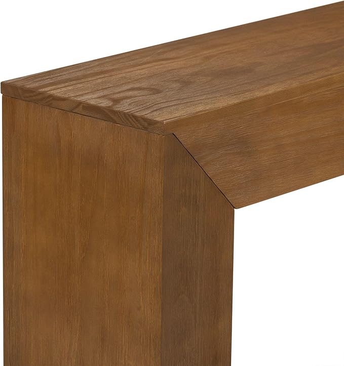Plank+Beam Grande 56” Console Table with Bottom Shelf, Solid Pine Wood Entryway & Sofa Table, Pecan Wirebrush Finish