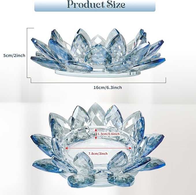 Crystal Flower Jewelry Tray, Transparent Decorative Trinket Dish for Rings, Earrings, Necklaces, Keys for Vanity Dresser Nightstand, Elegant Gift for Women Mother's Day (2, 6.3"(W) - Blue)
