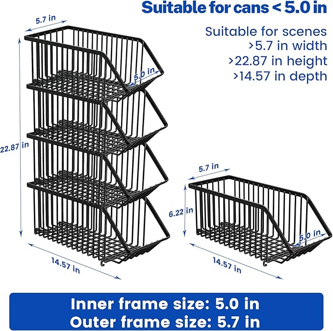 Stackable Soda Can Dispenser Organizer Rack, Stacking Can Dispensers Refrigerator Organizer Bins Pop Soda Organizer Dispenser Canned For Fridge, Freezer, Kitchen, Cabinets (8, Black)