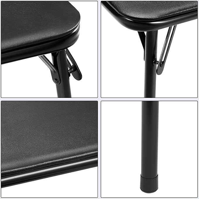 VECELO 34'' Folding Card Table Square with Soft Padded Tabletop, Portable for Dining Room, Parties, Games, Puzzles, Black