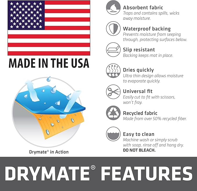 Drymate Premium Under Sink Mat, Waterproof Cabinet Protection Mats for Kitchen & Bathroom, Absorbent Shelf Liners, Slip-Resistant, Non-Adhesive, Machine Washable (USA Made)(24”x29”)(Charcoal)