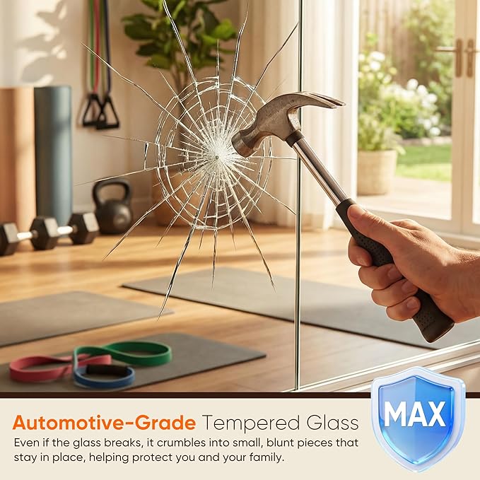 Antok Home Gym Mirror 56"x28" 2PCS, Large Full Length Wall Mounted Mirrors, Frameless Tempered Glass Full Body Mirror for Gym Yoga Dance Studio Garage Bedroom & Bathroom