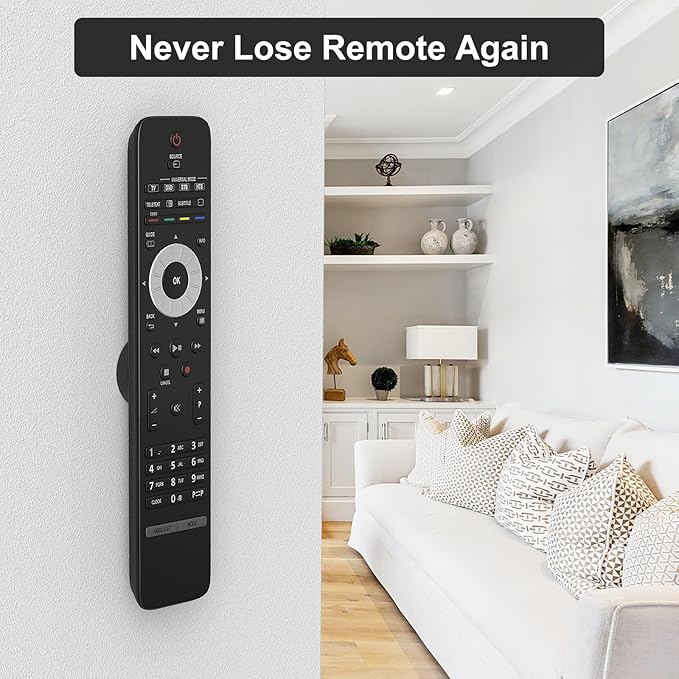 YYILIS Magnetic Remote Control Holder Wall Mount, 4 Pack TV Remote Control Holder for Fan/Air Conditioner, Self-Adhesive Bedside Caddy for TV Backside/Bedroom/Office/RV Home Organizer Storage(Black)